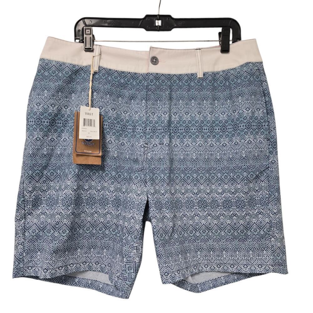 NWT Vast Mens Boardshorts Blue White Pattern Size 36 Swim Surf Waterboarding